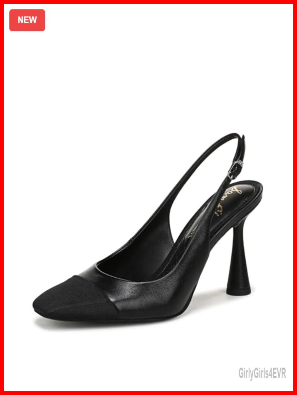 Women's Slingback Pump Heel Square Toe Leather Dress Shoe